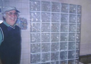 Glass block in master bathroom shower