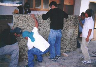 Installing granite on the island